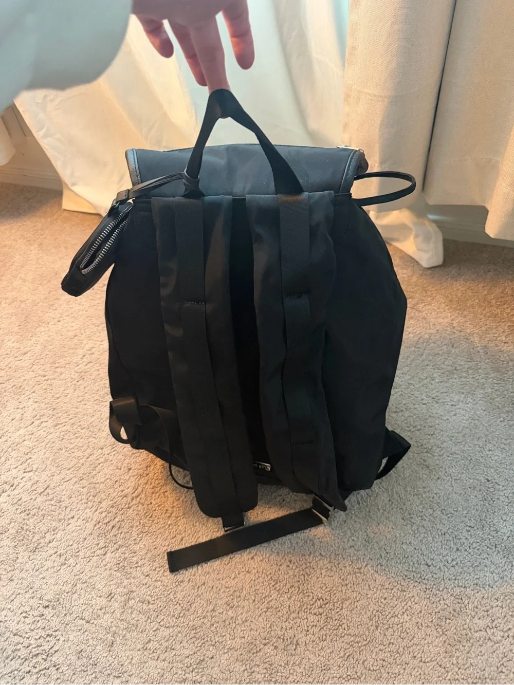 Madden Girl Black Nylon Backpack with Silver Hardware